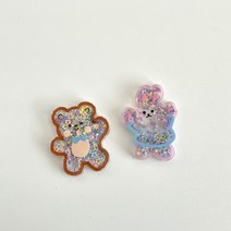 스팽글 곰돌이 테디베어 토끼 레빗 가방 에코백 그립톡 지비츠 만들기 붙이기 diy 부자재, 지비츠토끼