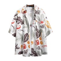 여름 아우터 반팔 셔츠 남 얇은 빈티지 캐주얼 하와이 여행 플라워 비치 플라워 셔츠