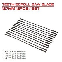 밴드쇼 12 개/대 나무 스크롤 톱 블레이드 127mm 목공 전동 공구 액세서리 검은 절단, 한개옵션0