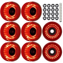 FOMOTEAM 롤러 스케이트 휠 야광 조명 장착 실외 또는 실내 58mm 32mm 82A (8개 세트) (레드), Red