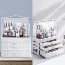 먼지차단 화장품정리대 아크릴 뚜껑 화장품 정리함 립스틱정리함 수납함W94DFB1, 화이트
