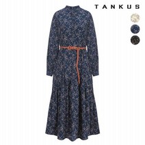 탱커스 여성 차이나 카라 벨티드 플라워 원피스