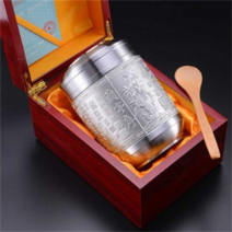 소형 중형 대형 주석 차통 보이차 소분 찻잎 밀봉통 차보관함 밀폐 밀봉 방습 보관, 02.쌍용희주_미디엄+작은입구