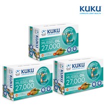 무릎관절영양제 프리미엄 뉴질랜드 푸른홍합 초록입홍합 초록홍합오일 KuKu Mussel, 45정, 3개