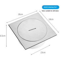바닥 배수구 304 스테인리스 스틸 사각 청소 포트 차고 발코니 배수관 검사, 18 cm