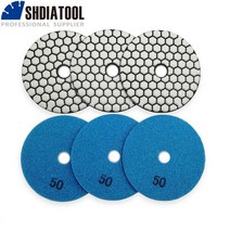 Shdiatool 6pcs 다이아몬드 드라이 폴리싱 패드 화강암 대리석 유연한 수지 샌딩 디스크 4 100mm 50 세라믹 스톤 폴리셔 디스크, 협동사