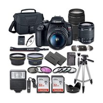 Canon EOS Rebel T7 DSLR 카메라 번들 캐논 EF-S 18-55mm f/3 5-5 6 is II 렌즈 + EF 75-300mm f/4-5 III 샌디스크 32GB