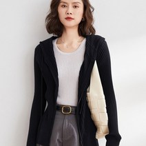 여자 롱 가디건 브랜드 가을 코디 지퍼 긴팔 후드 니트 여성 ​​겨울 코트 느슨한 컬러
