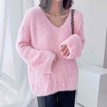 [윈썸룩/주인장소장]털 빠짐없는 말라보이는 루즈핏 브이넥 앙고라 니트(3컬러)