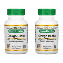 캘리포니아골드뉴트리션 은행 추출물 유로 허브 유럽 품질 120mg 60베지캡슐 징코빌로바 x 2개