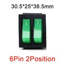 KCD8 더블 로커 스위치 ON-OFF 2 위치 6PIN 전기 장비 조명 전원 포함 16A 250V/20A 125VAC, [01] green, [01] 1PCS