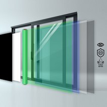 창문 단열 시트지 자외선차단 시선차단 1mx5m 무점착필름, 투명블루 5m