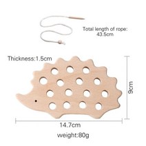 아기 동물 스레딩 시소 장난감 나무 쌓기 장난감 블록 게임 몬테소리 실습 균형 능력육, 고슴도치