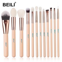 BEILI 핑크 12 개 로즈 골든 천연 염소 털 프리미엄 파운데이션 아이 섀도우 블러쉬 파우더 하이라이터 컨실러 메이크업 브러쉬 세트, 12시 15센트의