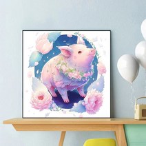12간지/지신 토끼 원숭이 쥐 말 양 소 돼지 용 강아지 닭 뱀 호랑이굿즈 보석십자수 부귀 행운 복 부자되는 소원성취 취미 액자없음 비즈 수제공예 DIY만들기세트 생일 새해선물, 70*70cm