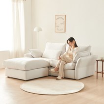 이노센트 하늘 구스 패브릭 모듈형 3인용 소파+스툴 i104007, 아이보리