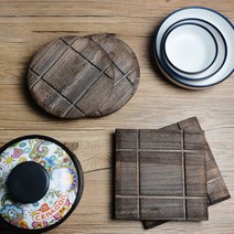 Threeofus 초콜릿 우드 냄비 받침대 뚝배기 후라이팬 나무 받침, 네모 (19cm), 1개