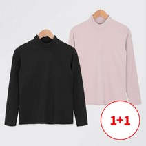 [스타일랑] (1+1) 스위티 여성 겨울 프리미엄 기모 플리스 반폴라 터틀넥 티셔츠