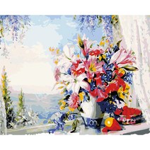 손으로 그린 diy 유화 장식 그림 아크릴 디지털 유화 DIY 유화 세트, YC2170 레드 로즈, 40*50cm 콤보 상자 색상 상자 포장