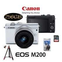 캐논 EOS M200+15-45MM IS STM KIT+LCD보호필름+크리닝킷+SD16GB 풀패키지 미러리스카메라, 블랙16G패키지