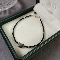 여성 금팔찌 14k 골드 체인 팔찌 black and white cat gold 조절 가능한 천연 크리스탈 작은 진주 블랙 스피넬 동물 on hand 쥬얼리