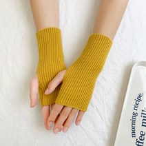초음파컷딩기 레이저 슬라이딩 패션 여성용 손 장갑 따뜻한 겨울 신축성 팔 크로셰 뜨개질 부드러운 양모, 05 Yellow_01 싱글 사이즈