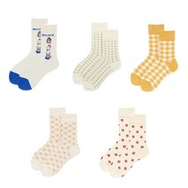 모도제이 여성용 러블리 패션 중목 양말 5켤레 세트