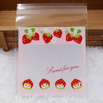 31번 opp포장비닐 선물포장지 딸기 100매 어린이집 선물포장 초콜릿 사탕 마카롱 opp접착봉투, 1세트
