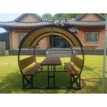 야외용 테이블 야외평상 6인용원목 파고라, 원목, A형