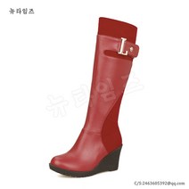 웨지힐 롱부츠 여성 배색 빅사이즈 220-280 롱 부츠 YD 뉴타임즈 C037A203