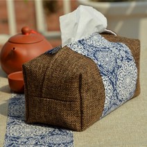 티슈케이스 복고풍 거실 레트로 패브릭 린넨 소품 휴지 인테리어, 레드 상자