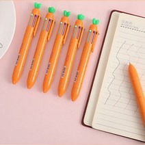 당근 6색 펜 볼펜 [귀여운 멀티펜 0.7mm 중성 PEN 판촉 홍보용], 없음