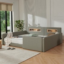 셀레스타 통판형 LED 패밀리침대 프레임 Q+SS 6colors, 월넛_AAT55, 쿠팡뚱땅 월넛_AAT55