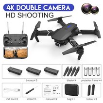 촬영드론KBDFA 높이 고정 카메라가 있는 접이식 쿼드콥터 RC 드론 헬리콥터 4K HD WiFi FPV 1080P E88, 21 black-4K-2 C-3B