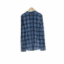 제이크루 네이비 체크 면혼방 프릴노카라셔츠 여자 M [90] 8486