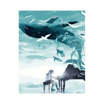 울트라패션 명화그리기 DIY 유화그리기 그림그리기 세트 취미 생일선물, C_고래시리즈_04피아노와 고래