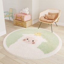 KNVST 귀여운 캐릭터 포근 사계절 원형 침실 거실 미니 캠핑 인테리어 러그