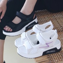 슈타운 여성 벨크로 푹신한 에어 쿠션 샌들 여름 통굽 샌달 신발 5cm