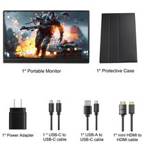 15.6 휴대용 모니터 유형 C USB-C HDMI FHD IPS HDR 호환 컴퓨터 패널 PS4 스위치 Xbox One 노트북 전화, 01 Non-Touch Version_04 미국 플러그