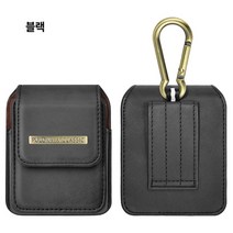 PULOKA 벨트홀더 파우치 가죽 케이스 Z 플립4 F721 플립3 등산 가방 고리 활용가능, 블랙