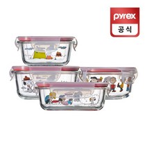 코렐 파이렉스 스누피 밀폐 내열유리 보관용기 4p세트