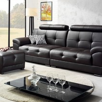 보루네오 하우스 라보떼 마롱 라텍스 WB101 소가죽 4인소파 소파, Dark Brown