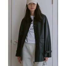 8SECONDS 에잇세컨즈 페이크 레더 하프 코트 블랙