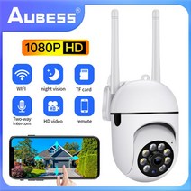 보안 업체 녹화기 Aubess 무선 홈 보안 CCTV 카메라 PTZ 와이파이 IP 4K HD 5MP 감시 디지털 줌 H.265 1, 01 US plug 1080P