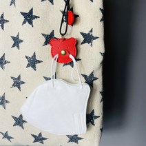 곰돌이 똑딱이 마스크 분실방지 목걸이 볼펜 안경걸이, 레드