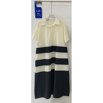 썸머바이브 프렌치 배색 줄무늬 셔츠 롱원피스