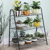 화분 진열대 베란다 인테리어 거실 테라스 엔틱 받침대 다육이 선반 다이 정리대 화분대 스탠드 거치대 실내 3단 선반대 블랙 U_2 63*72*31, STEEL_3단화분대 (가로63cmX폭31cm)