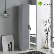 즐거운가구 레이첼 600거울형 수납장, 수납형_그레이(광폭)