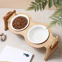 강아지 고양이 밥그릇 높이조절 식기 식탁 애견식기 원목식탁 강아지식탁, 1개, 2구