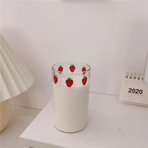 유리빨대컵 타임머신 IN S 딸기우유 큐트 플라워 프린팅 고붕소규소 견디다 덥다 물컵 2295505182